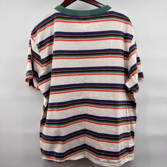 Guess 1981 Retro Multicolor Embroidered Logo Striped T Shirt Mens Vtg 90s - Picture 5 of 8